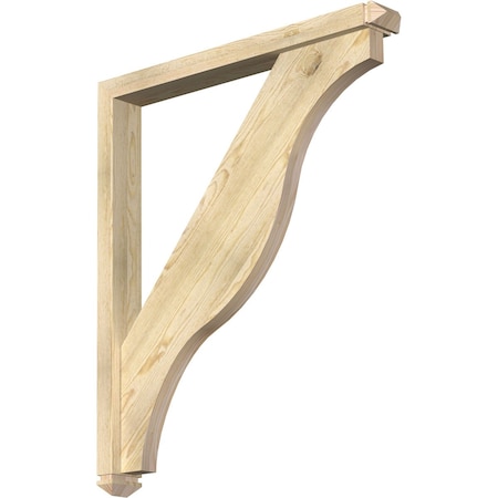 Funston Arts And Crafts Rough Sawn Bracket W/ Offset Brace, Douglas Fir, 4W X 34D X 40H